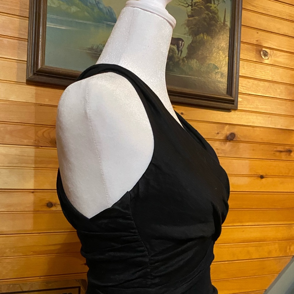 Nicole Miller Cotton Stretch Black Criss Cross Back Dress wedding guest - Picture 7 of 8